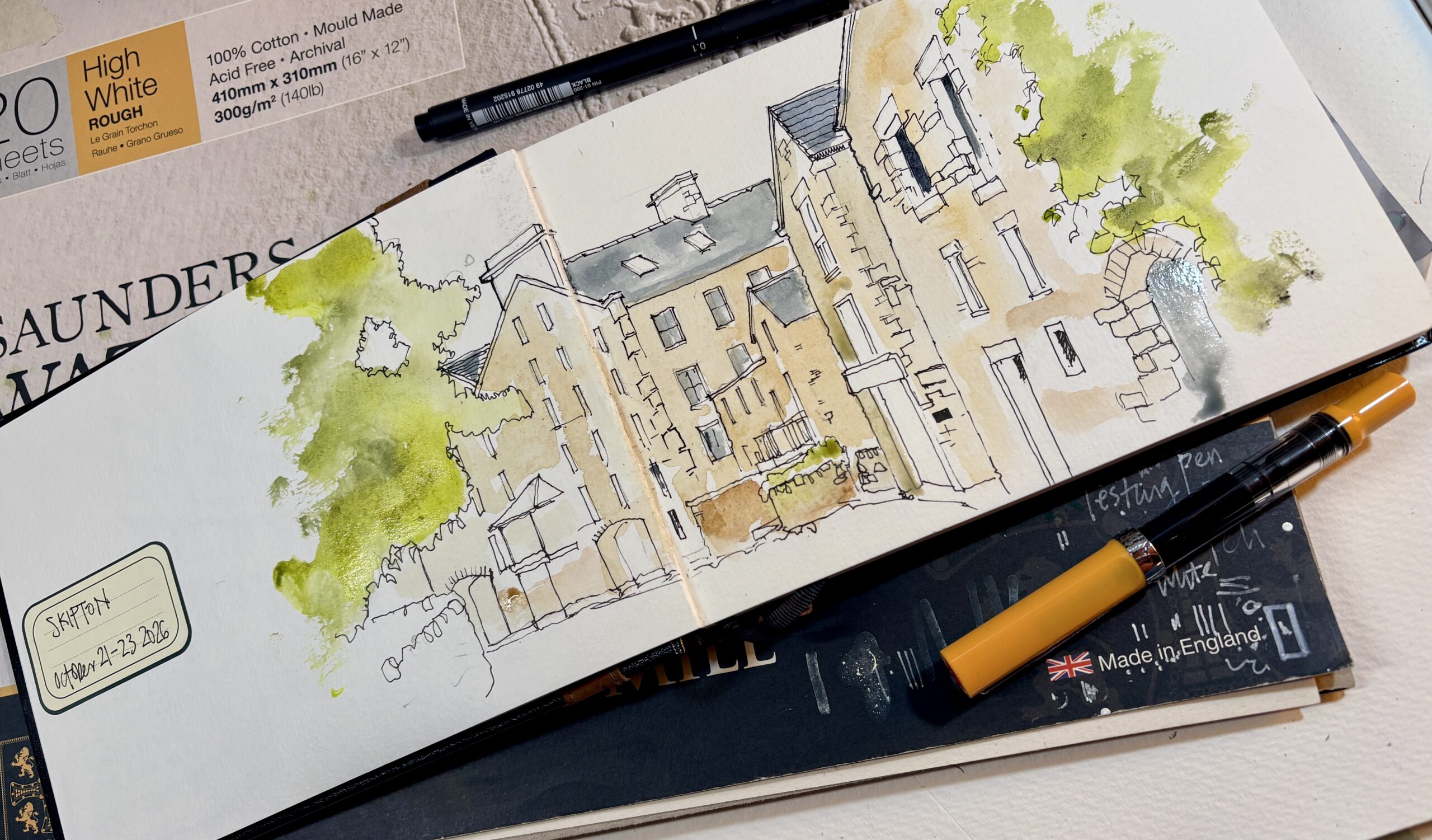 Pen and Wash workshop at Just Makers,in their new home -  Skipton